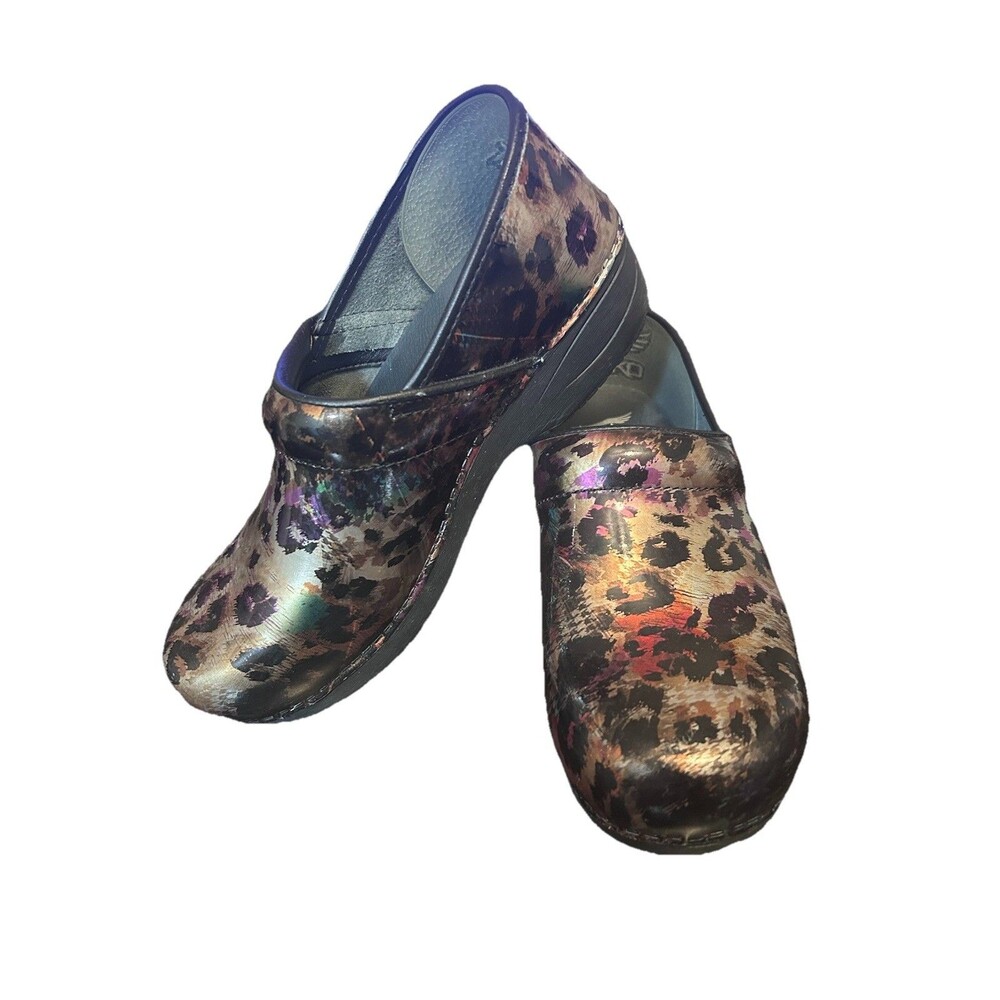 Dansko XP 2.0 Multicolor Leopard Print Clogs Women EU 40 US 9.5-10 Slip On Shoes